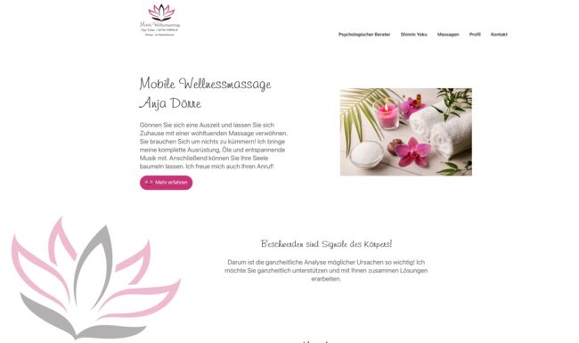 Homepage Erstellung für Anja's Wellnessmassage