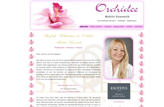 Webseiten Erstellung Orchidee mobile Kosmetik