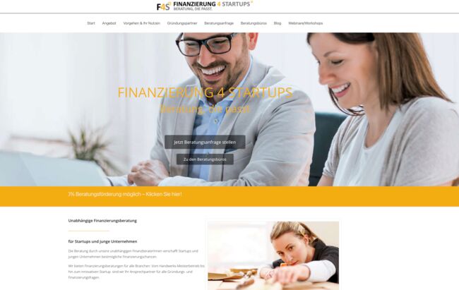 Webseite Erstellung für Finanzierung 4 Startups